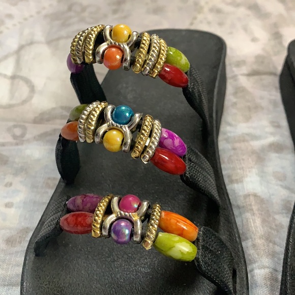 Kristen's Kloset Beaded Colorful Slip On Sandals Size 8 - Picture 5 of 7